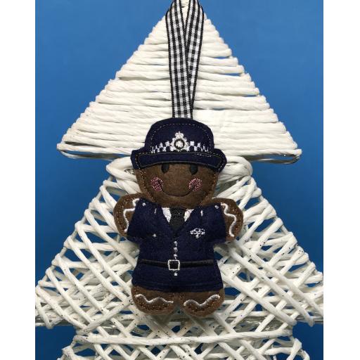 Gingerbread Police Woman Decoration with Tie