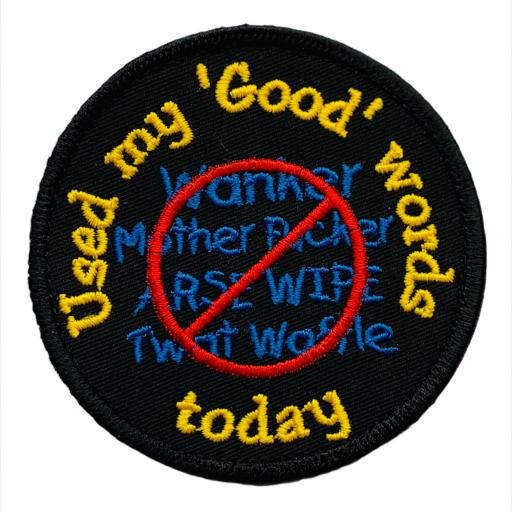 8cm Round Patch. Used my Good Words Today. Hook or Iron on Backed