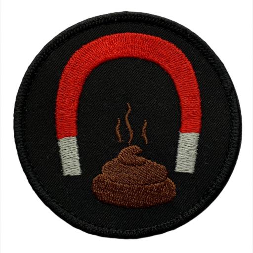 8cm Round Patch. S**t Magnet. Hook or Iron on Backed