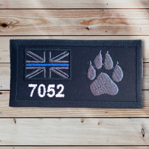 Thin Line Union Jack Dog Paw Patch 10cm x 5cm Personalised with name or number