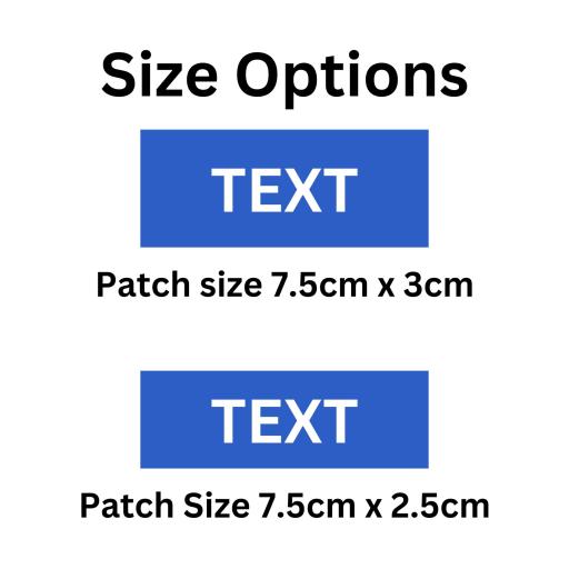 7.5cm x 2.5cm or 7.5cm x 3cm Patches. Sold in pairs